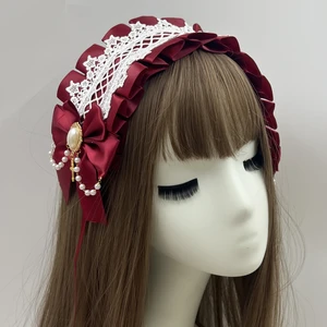 نسائي قوطية لوليتا واسعة الدانتيل غطاء الرأس خادمة الدانتيل يدوية متعددة الاستخدامات اكسسوارات الشعر لطيف تأثيري عصابات حلو دبوس الشعر أفضل 8 ألعاب تنكرية لحلوى الحب مبيعا - رقم 3