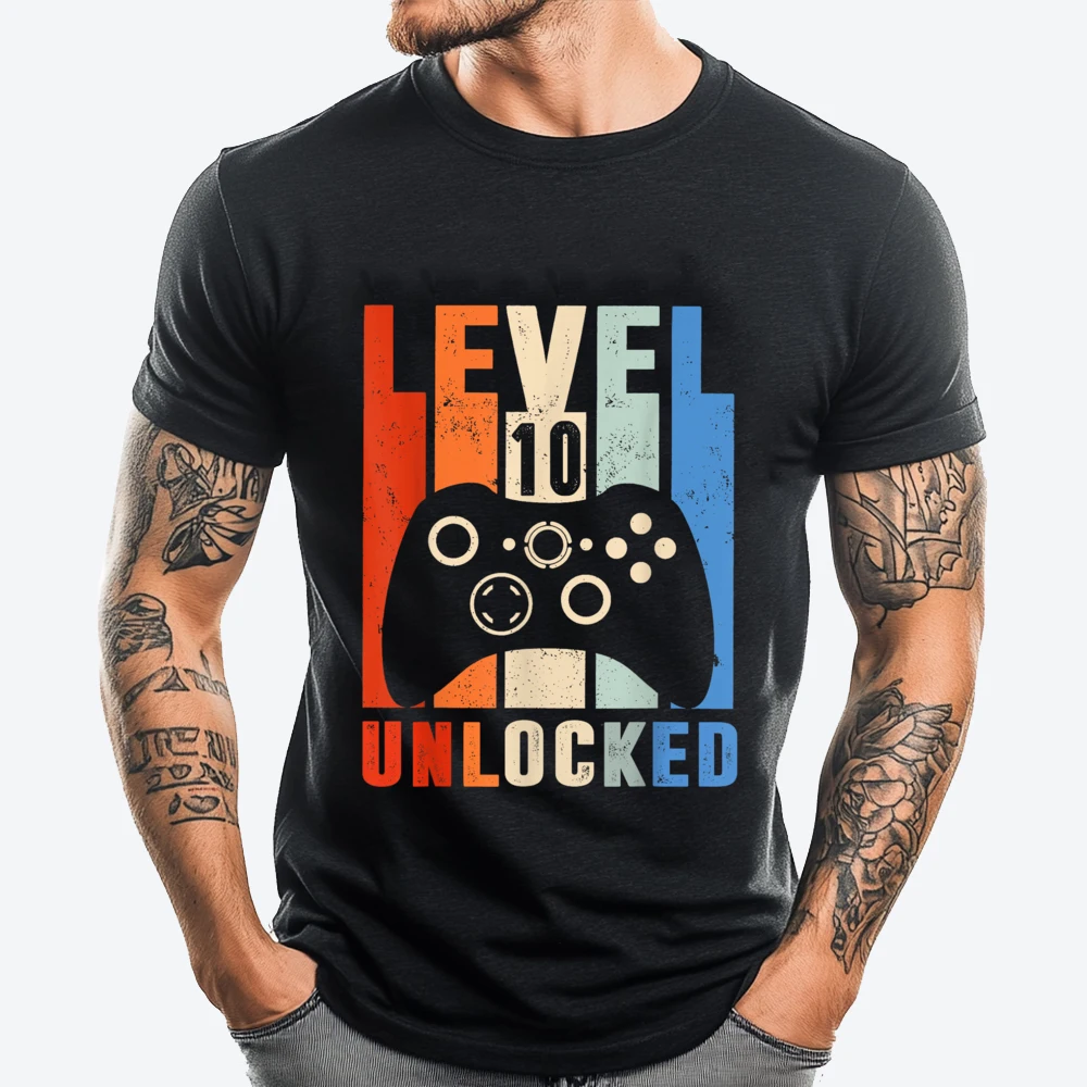 

Level 10 Unlocked Shirt Video Gamer 10th Birthday Clothing T-Shirts Punk Style