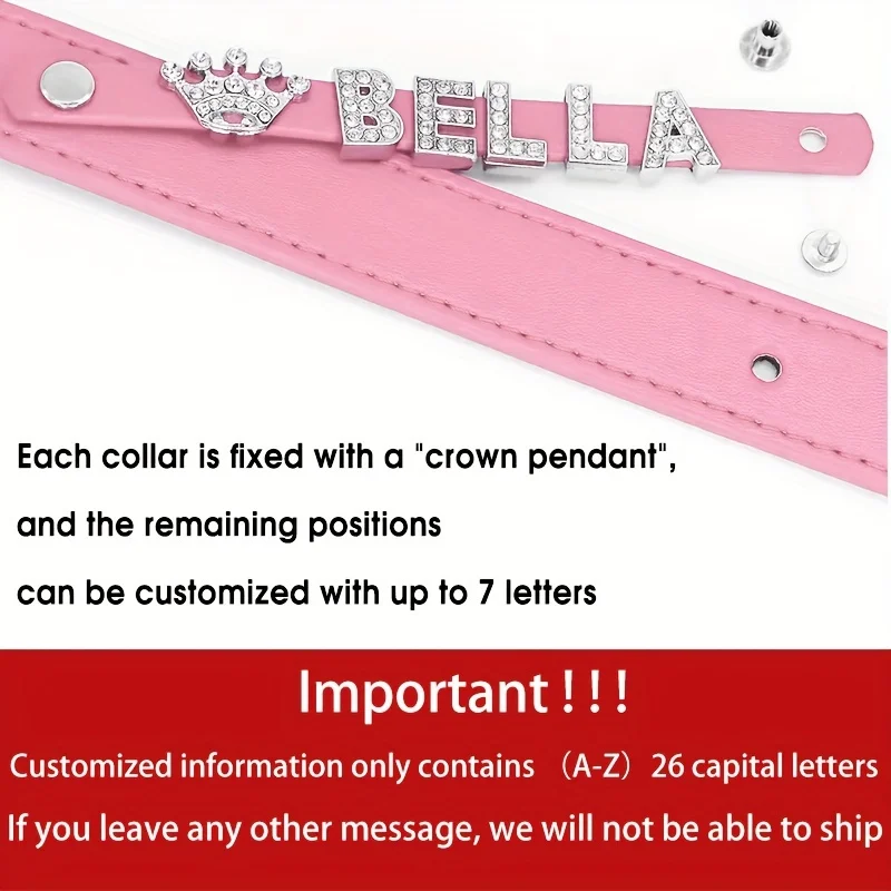 Personalisiertes Hundehalsband aus Kunstleder mit Strass-Herz und Sternform für Welpen und Katzen, ID-Halsband für S, M, L Hunde – Detail 5