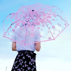 Small Daisy Automatic Umbrella Transparent Three Fold Umbrellas for Japanese Women Girl Students Paraguas Mujer Sombrillas
