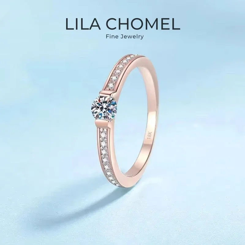 Women Wedding Bands 18K Rose Gold Girl Friend Valentine's Day 0.3CT Moissanite Diamond Lover Birthday Gift Rings Fine Jewelry