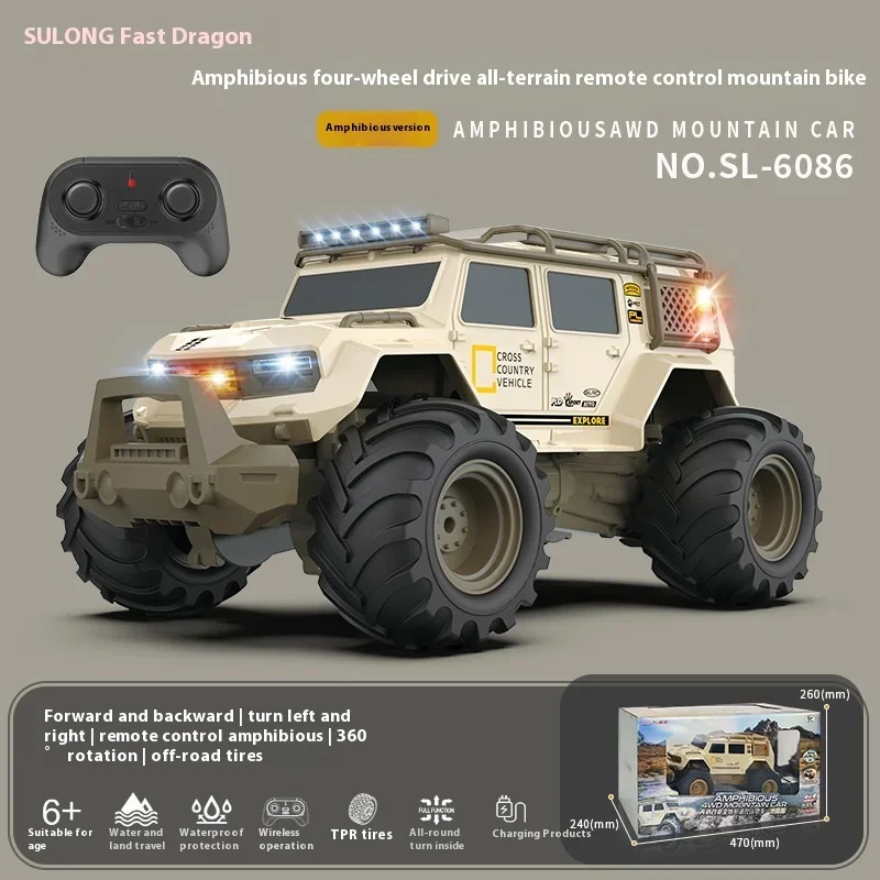 Veicolo fuoristrada telecomandato per bambini 1:14 Veicolo da arrampicata anfibio a quattro ruote motrici Mountain bike per tutti i terreni Ragazzo