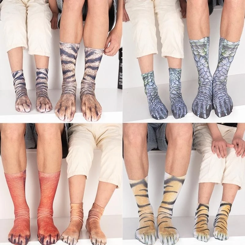 Adult Unisex Funny Animal Paws Socks Simulation for Cat Dog Leopard Claws Printed Novelty Tube Hosier 15UB