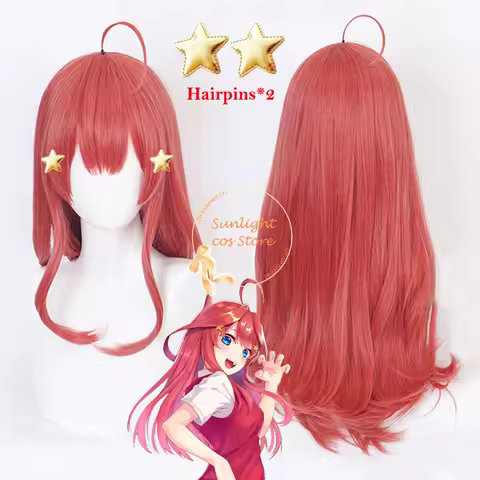 Anime COS Nakano Itsuki Cosplay Wig Long Cruly Red Women Nakano Itsuki Wigs Resistant Synthetic Hair