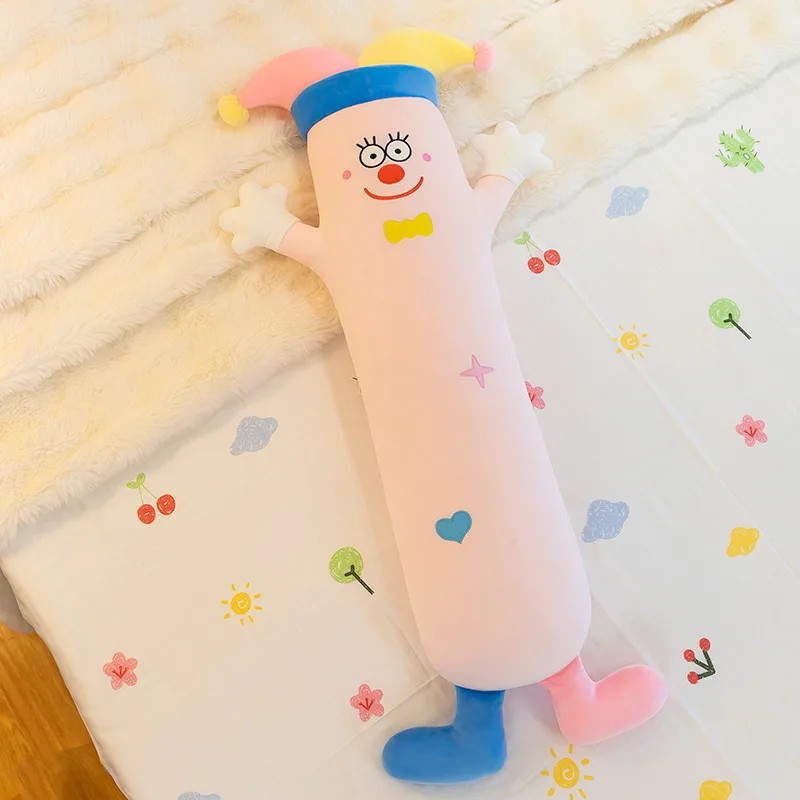 หมอนตุ๊กตาตัวตลกยาวนุ่มนิ่มสำหรับเด็ก ของเล่นตุ๊กตาสัตว์ ของตกแต่งบ้านสุดสร้างสรรค์ เบาะโซฟา ของขวัญวันเกิด วันคริสต์มาสสำหรับเด็ก