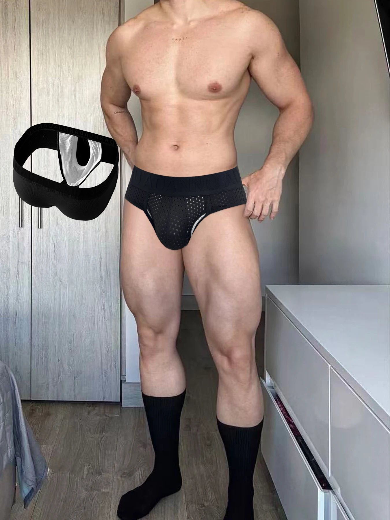 1pc Men Underwear Male Thin Breathable Triangle Panties for Men's Briefs Mesh Sexy Square Corner Pants for men's Shorts
