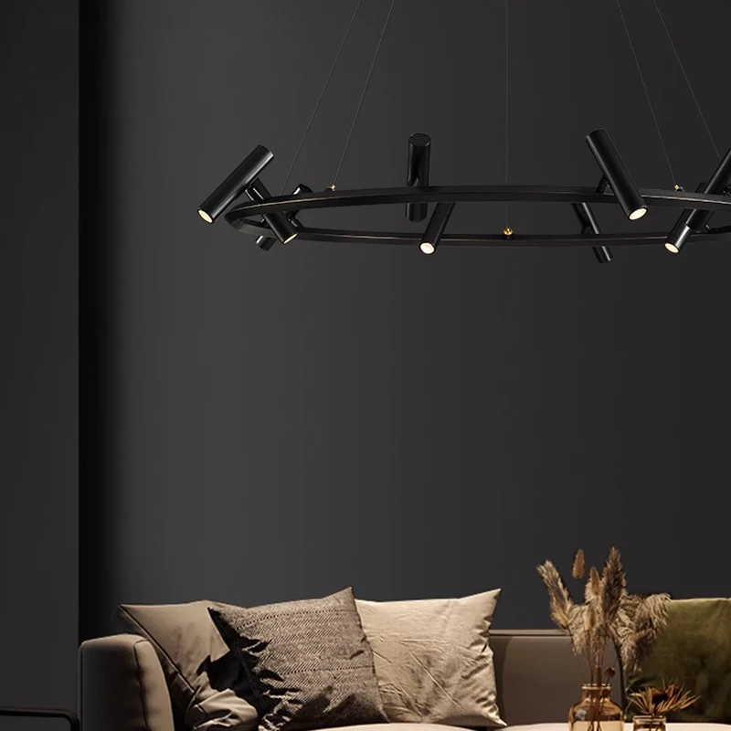 

Led Pendant Lights With Spotlights Creative Design Round Chandelier For Living Room Bedroom Dining Room Indoor Lighting Fixtures
