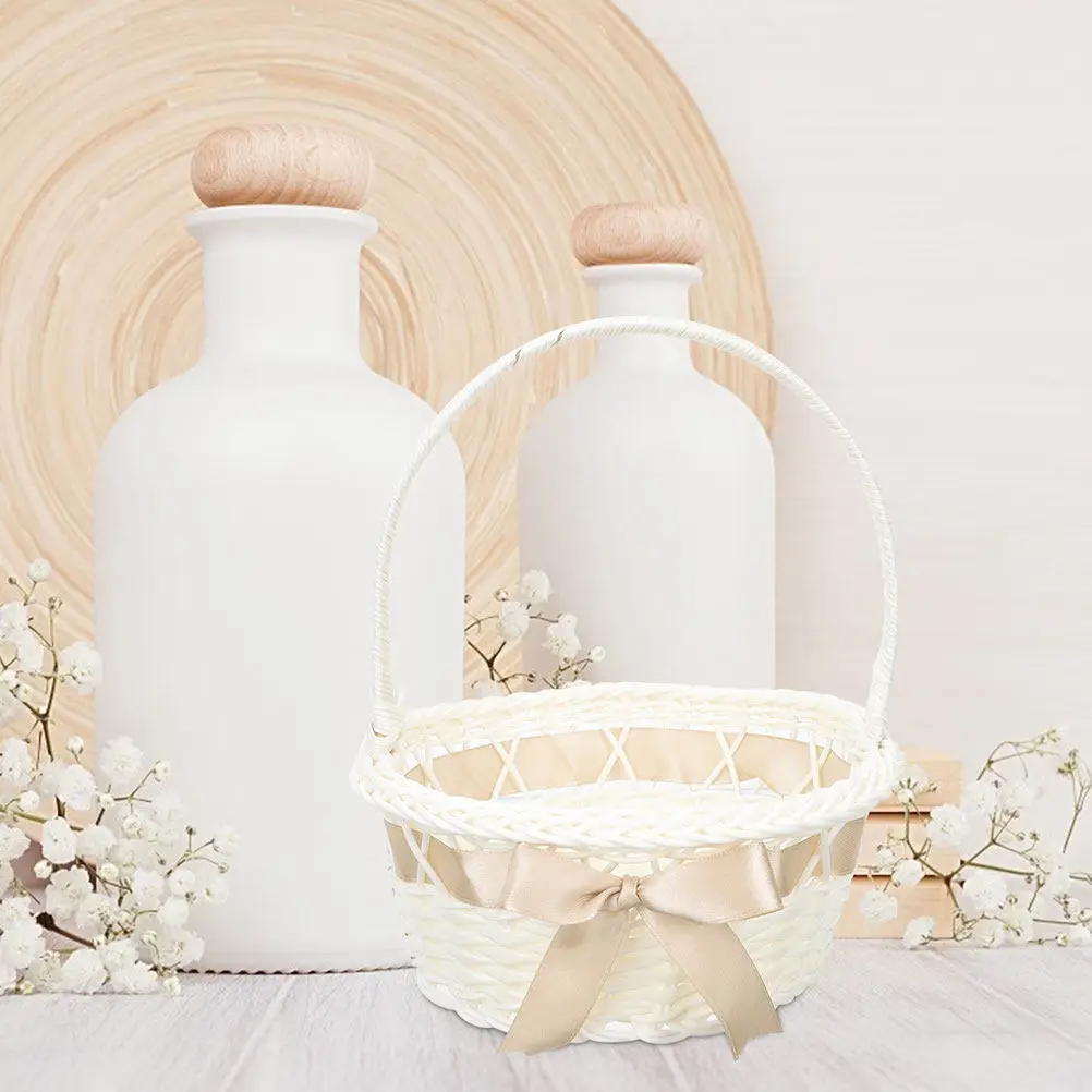 

Плетеная корзина для цветов в деревенском стиле, подарочная корзина для конфет, корзина для хранения, свадебные корзины для цветов