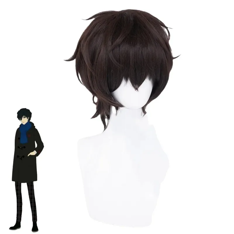 Game Amamiya Ren Cosplay Costume JOKER Winter Black Hooded Loose Coat Overcoat Scarf Uniform Wig Man Christmas Suit cm;5