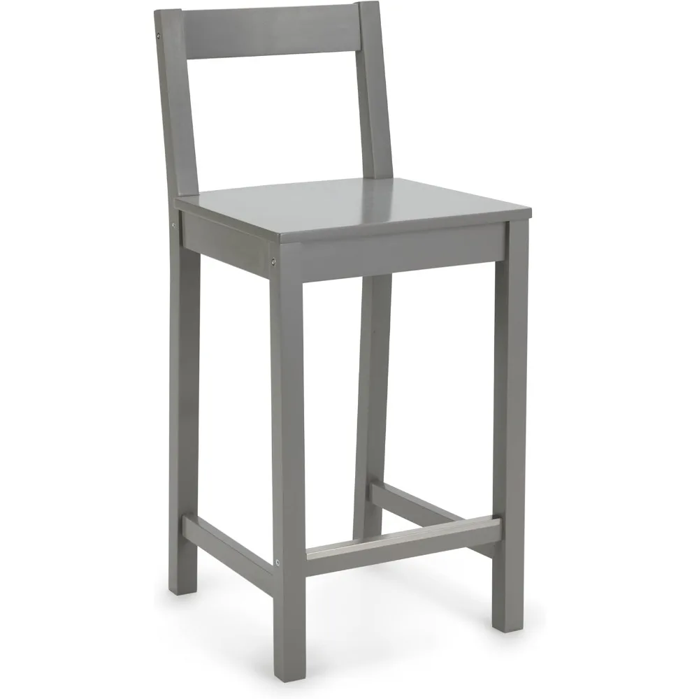 

Basics Wooden Bar Stool with Backrest 24", Grey, 1 Unit