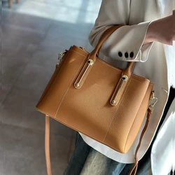 Toptrends 3 Layers Cowhide Genuine Leather Tote Handbags For Women 2024 Trend Designer Top Handle Ladies Shoulder Crossbody Bags