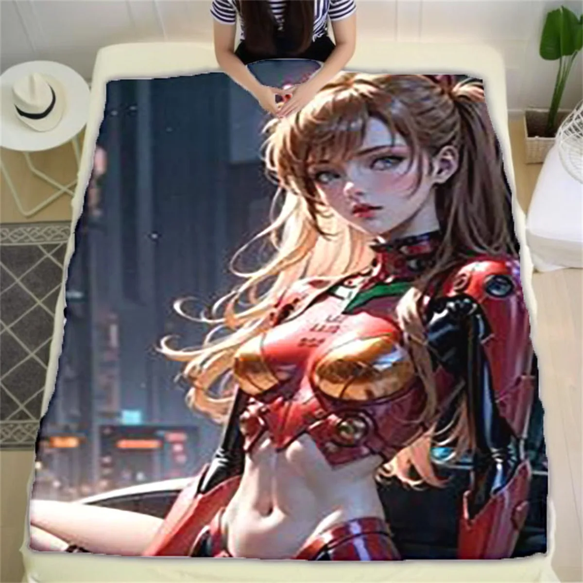 Giant Anime Character Blanket Throw Giant Art Print 150x230cm Gaming Manga Decor SciFi Room Cozy Throw Blanket