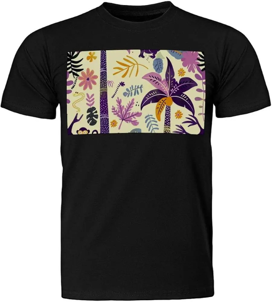 Cartoon Monkey Crocodile Tropical Flower  Unisex T-shirts for Men Women Summer Tees Cotton Luxury brand vintage oversized