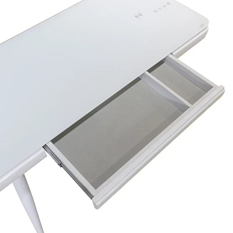 

-Creative Ergonomic Computer Desk Simple Tempered Glass Countertop Drawer Study Table Writing Desk Smart Office Table