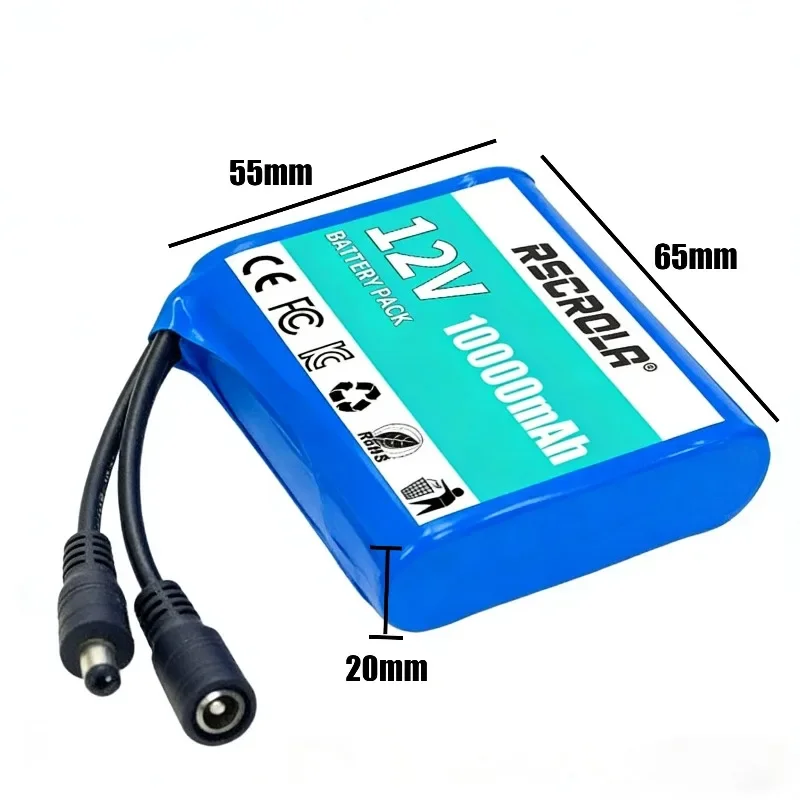 12V 10000-100000mAh Rechargeable Lithium Ion Battery Pack 3S1P with BMS Protection for LED Strip Light Toy Car Security System