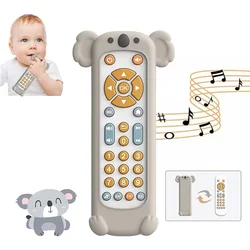 Baby TV Remote Control Toy Soft Silicone Teether Cover Musical Play Remote Light Sound Early Educational Learning for Kids