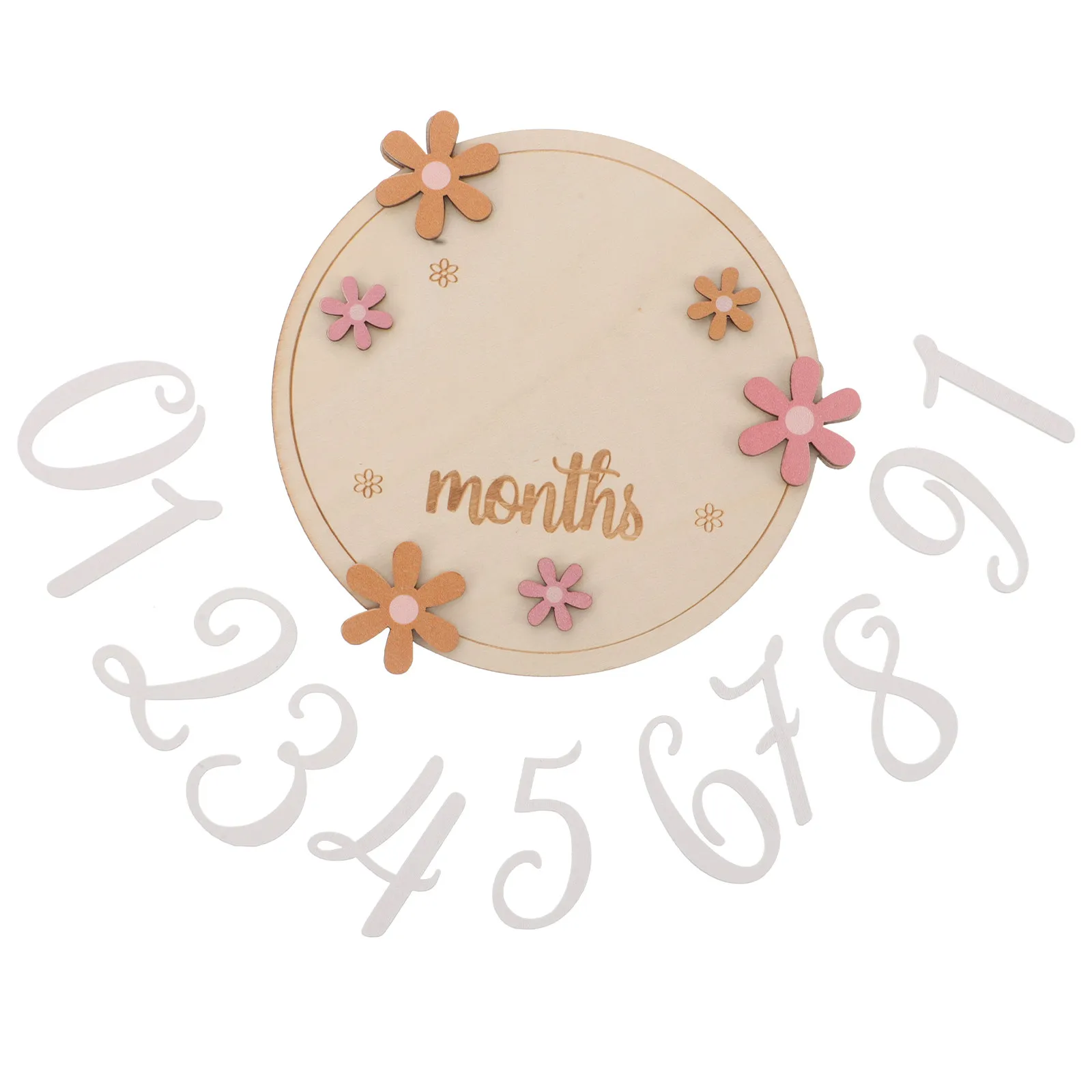 Flower Baby Monthly Signs Wooden Growth Tracker Cards Newborn Photo Props Milestone Announcement Keepsake Growth Signs Monthly
