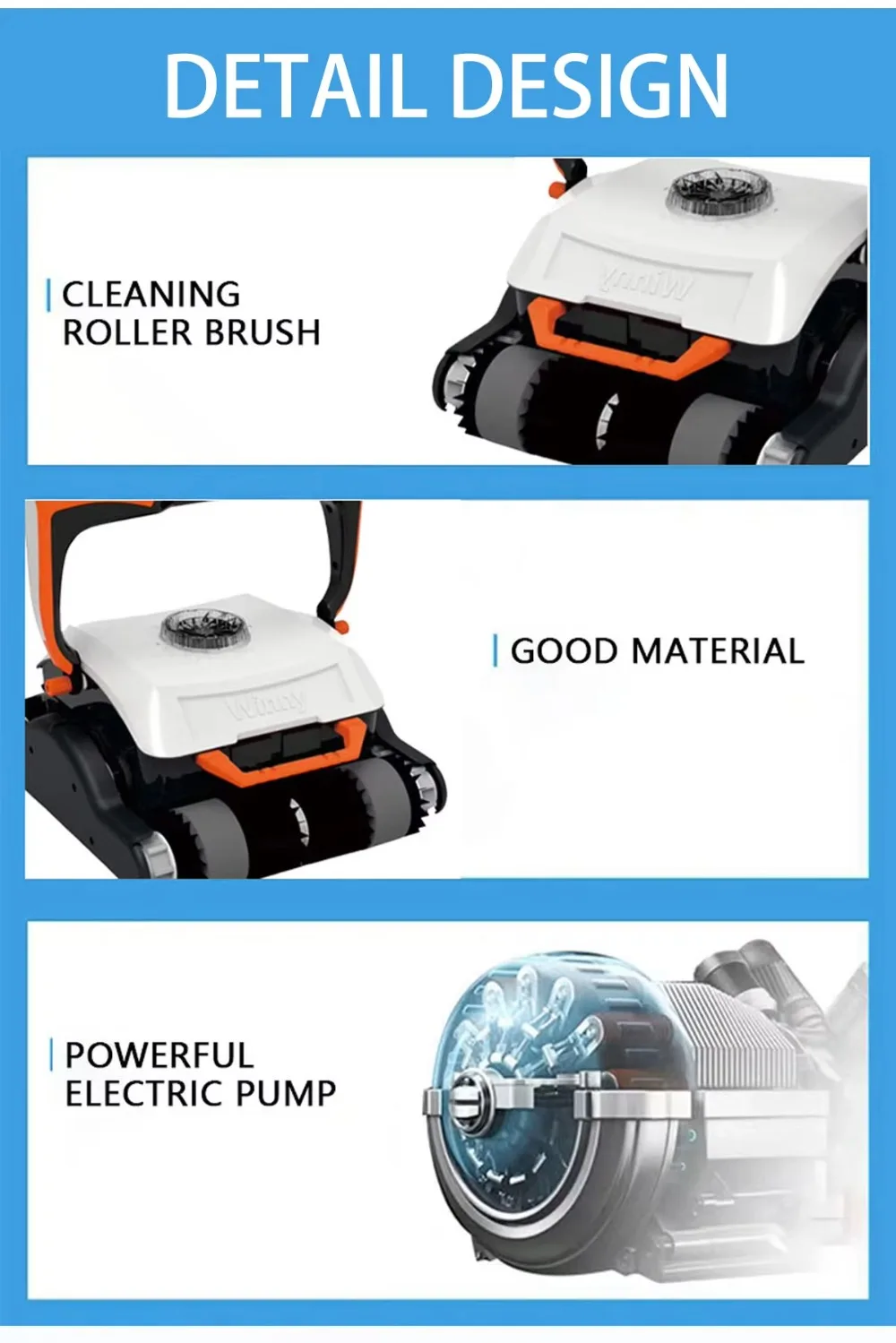 Robotic Automatic Robot Swimming Pool Cleaner Cordless App with 30m Cable for Water Centers