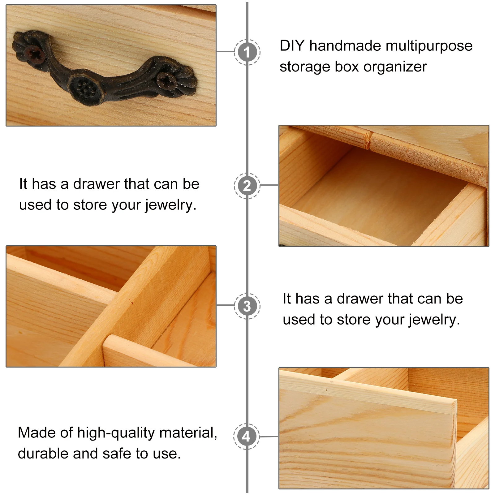 

Tabletop Organizer Wooden Desktop Office Drawer Make up Sundry Container Storage