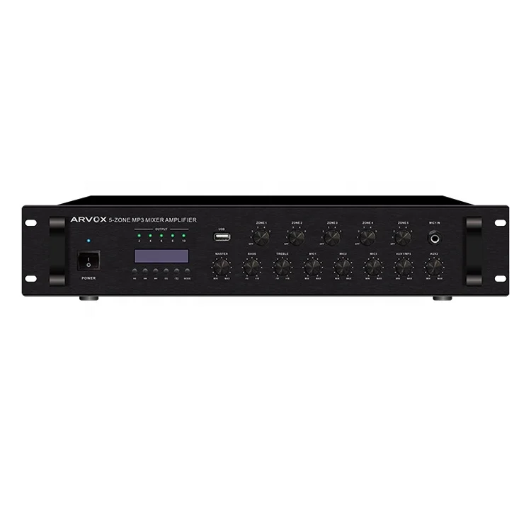 2025Professional 360W Audio Power Amplifier 5 Zone 2 Mic PA System New Condition BT Mixer for Public Address and Announcements