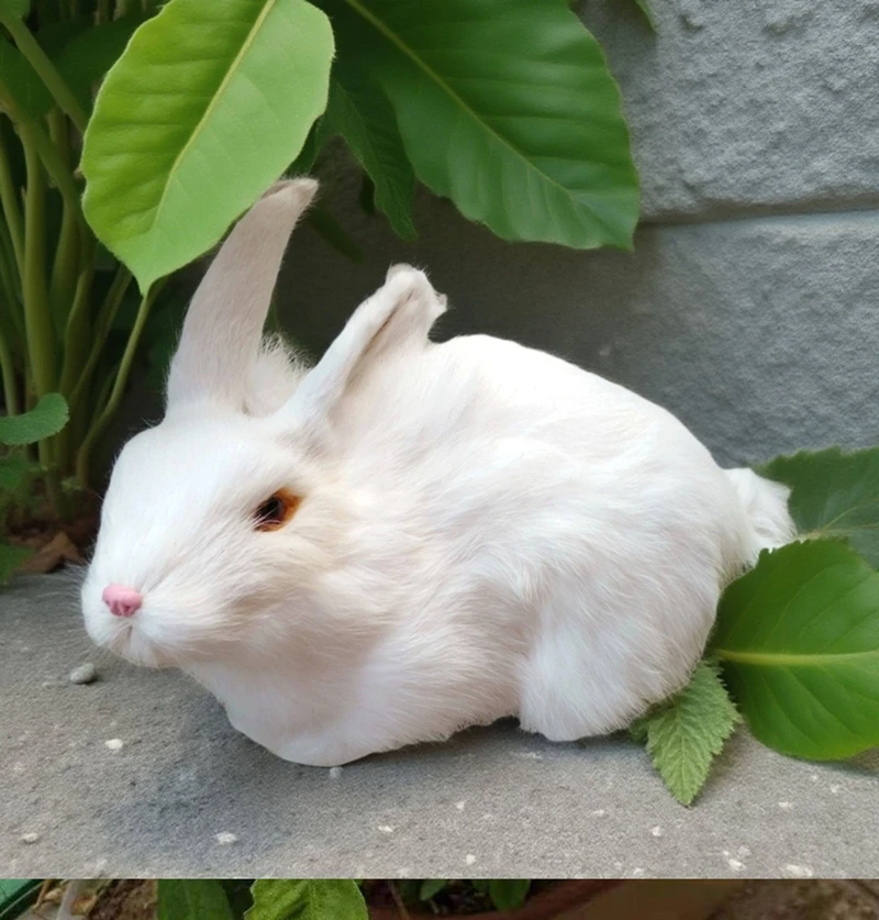 Simulation White Rabbit Plush Toy Stuffed Animal Bunny Model Doll Cute Animal Figurine Children's Gift Photo Prop 26cm DY10490