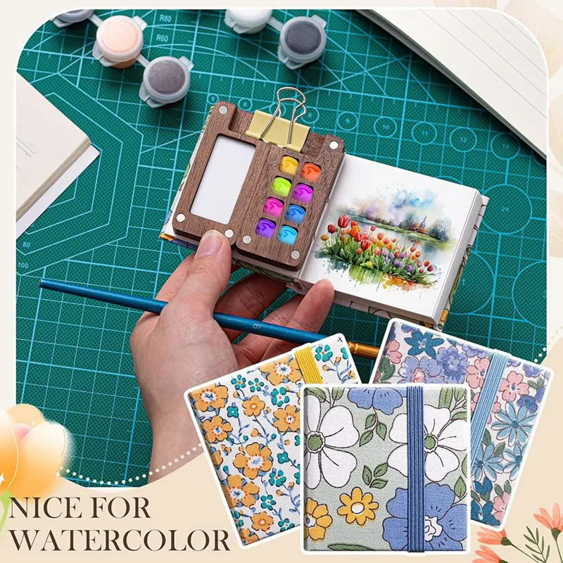 Top-3 Pcs Mini Watercolor Sketchbook 2.4 X 2.4 Inch Portable Watercolor Notebook 20 Sheets 300G Textured Drawing Papers