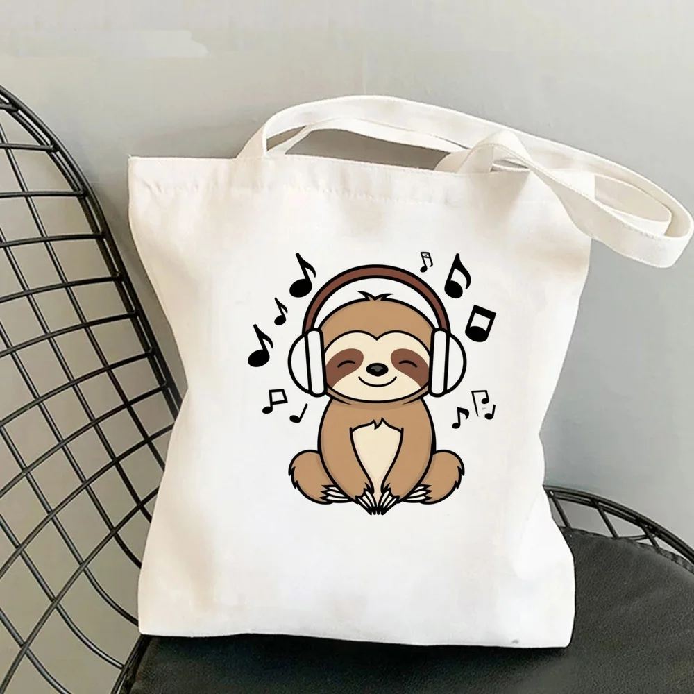 Sloth tote bag sac cabas canvas  totebag grocery torba na zakupy femme