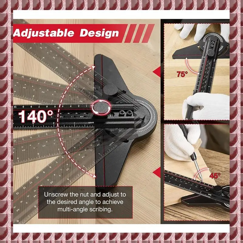 

A95G Angle Finder Protractor,Angle Gauge,Adjustable Aluminum Construction Protractors With 13 Inch Woodworking Ruler