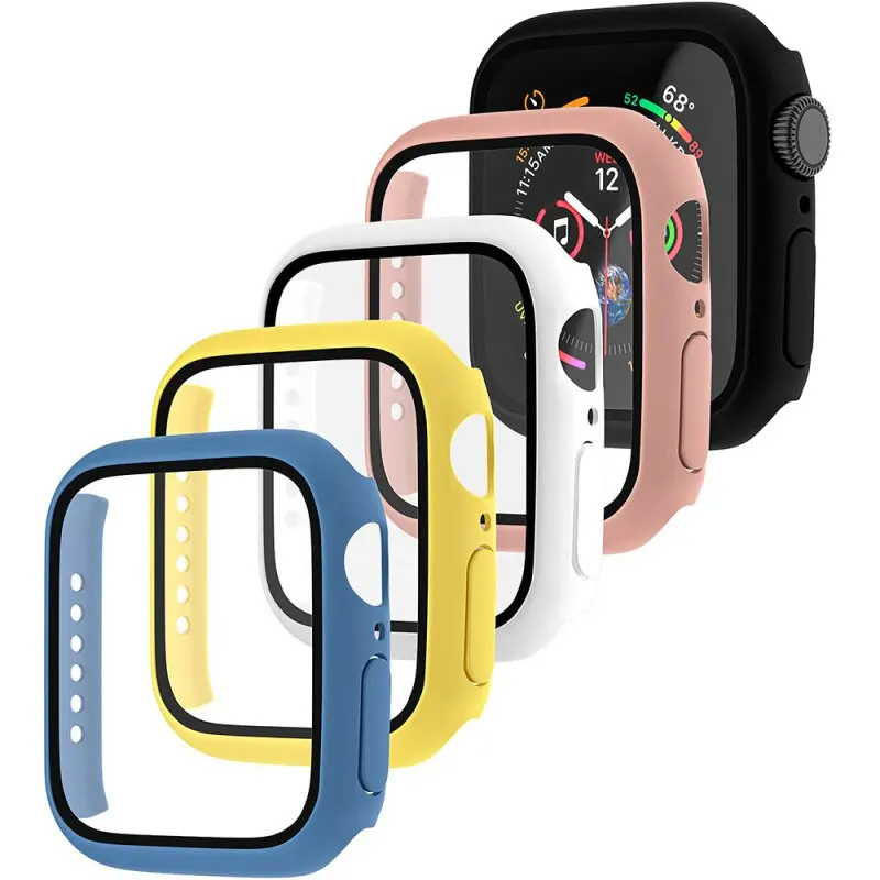 Gehärtetes Glas + Abdeckung für Apple Watch 42mm 45mm 41mm 44 46mm Gehäuse Displayschutz iwatch Serie 11 10 9 4 5 6 SE 7 8 Zubehör