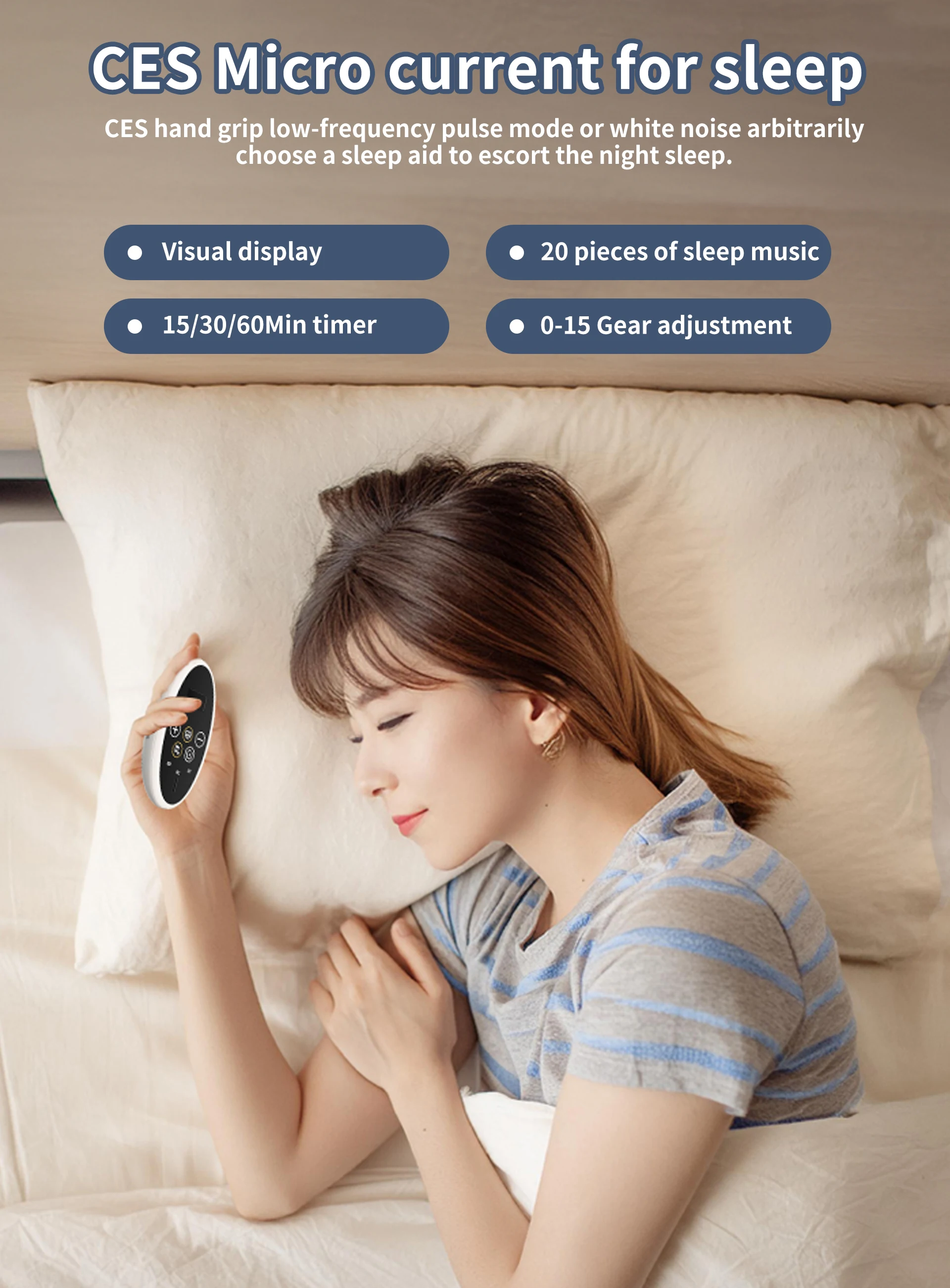 Electrotherapy Stimulator Sleep Aids Device for the treatment of stress/anxiety/insomnia/migraine/relaxation