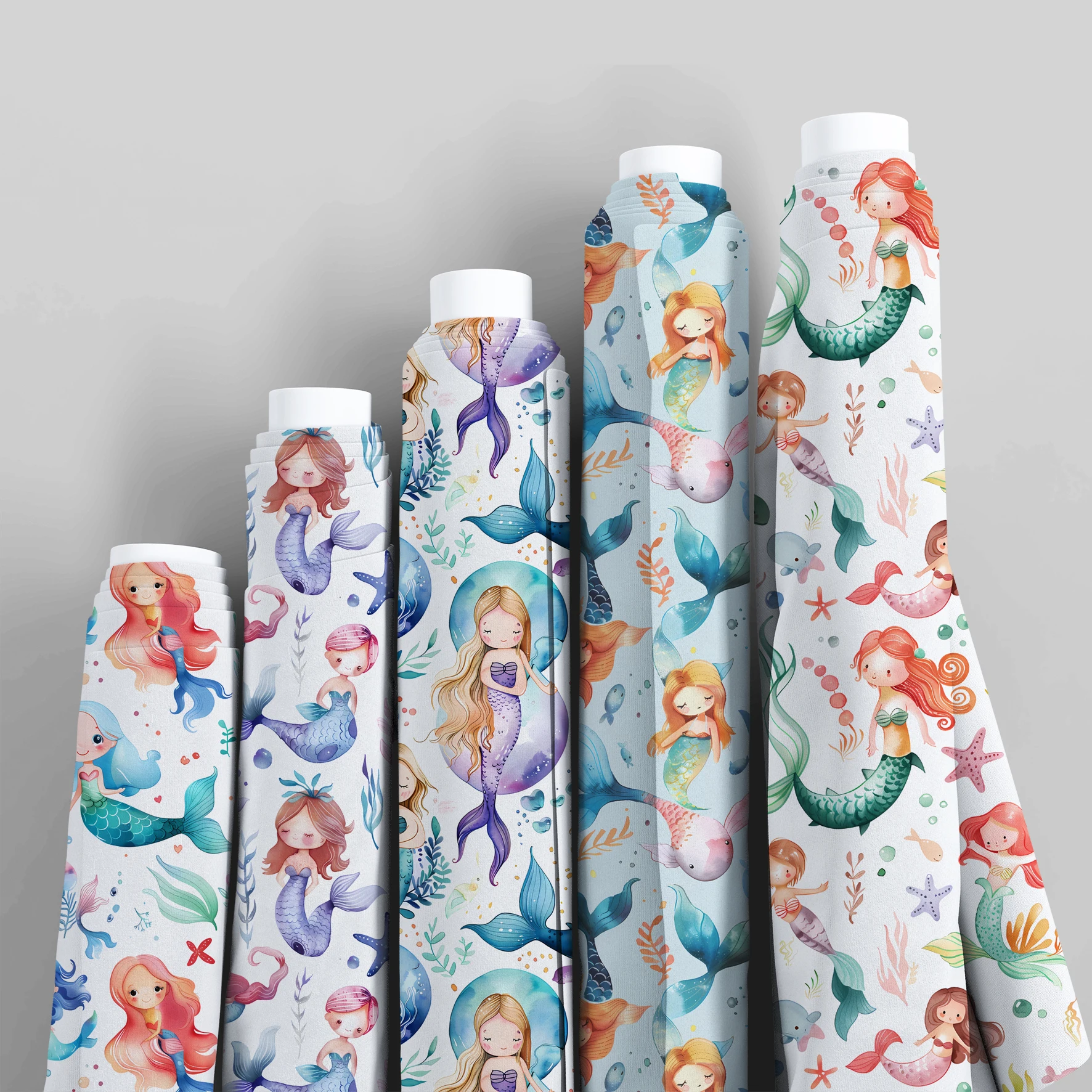 Pre-cut [Mermaid Fabric Bundles] 12 Total Design Styles of Fabric Bundles, Polyester Patchwork Suitable