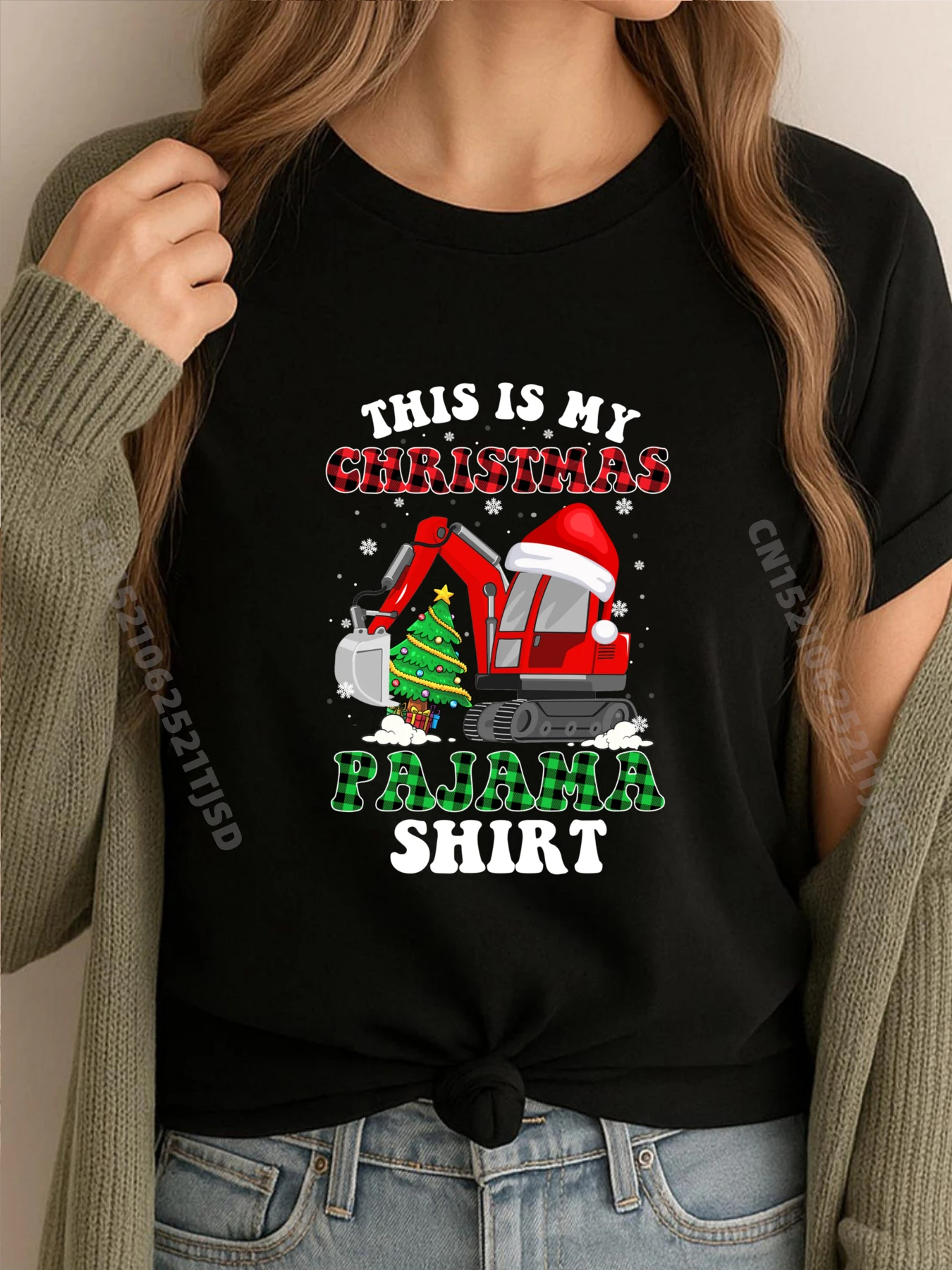 

This Is My Christmas Pajama Christmas Plaid Excavator Designer Clothes Woman ClassicMeme Tshirt National Flag Day