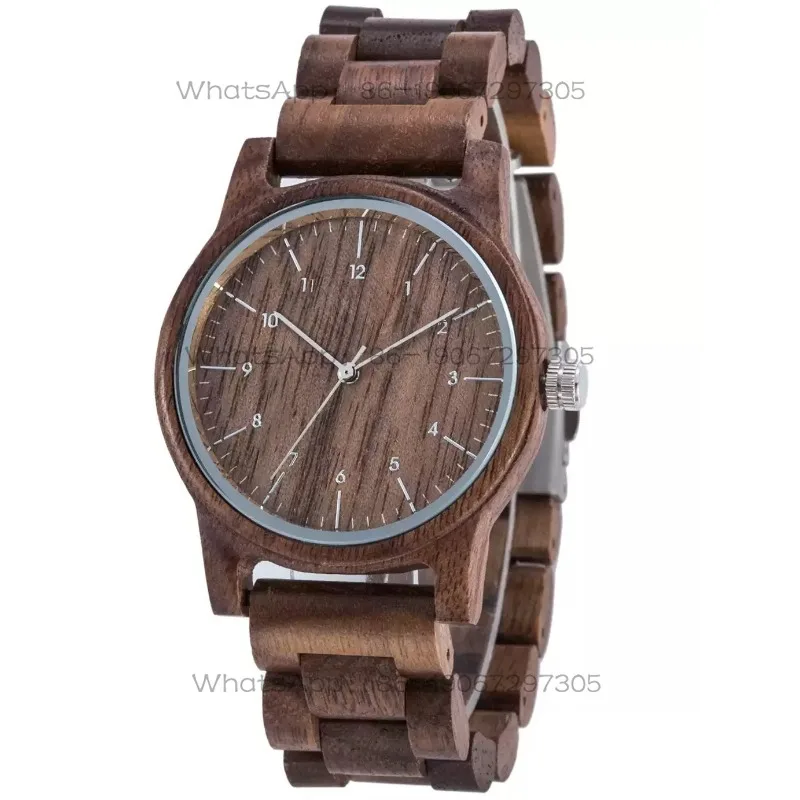 Niche wood watch youth literary quartz simple business ebony wood solid wood handmade watchmaking men