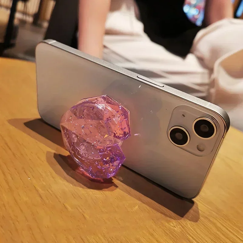 Ins Korea Cute 3D Diamond Love Heart Phone Socket Holder Grip Tok Bracket for IPhone 14 Samsung Universal Folding Stand Griptok