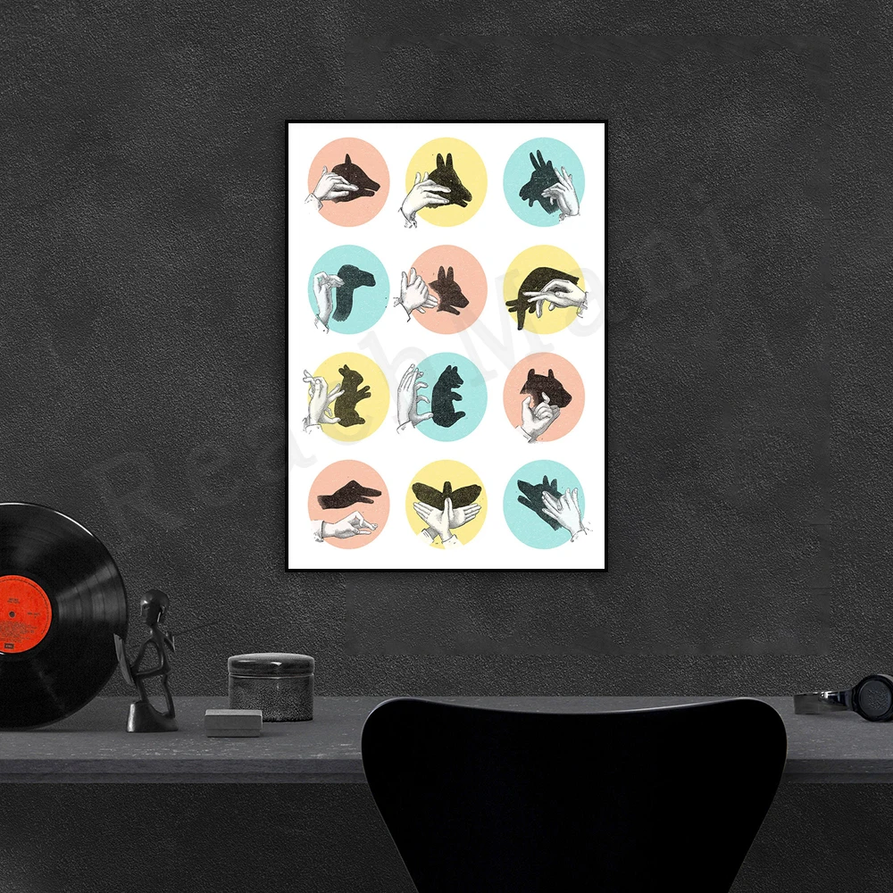 Fun Animal Prints • Shadow Wall Art • Playful Art Posters for Nursery, Kids or Kids Room • Pastel Polka Dots • Fun Whimsical