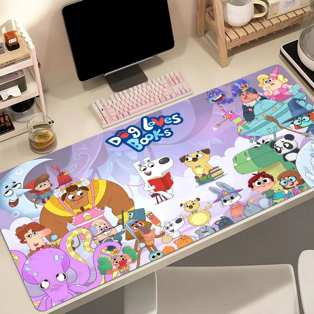 Cartoon D-Dog Loves Books Mouse Pad Large Non-slip Lockedge Desktop Computer Desk Mat Keyboard MousePad Office Gamer Student