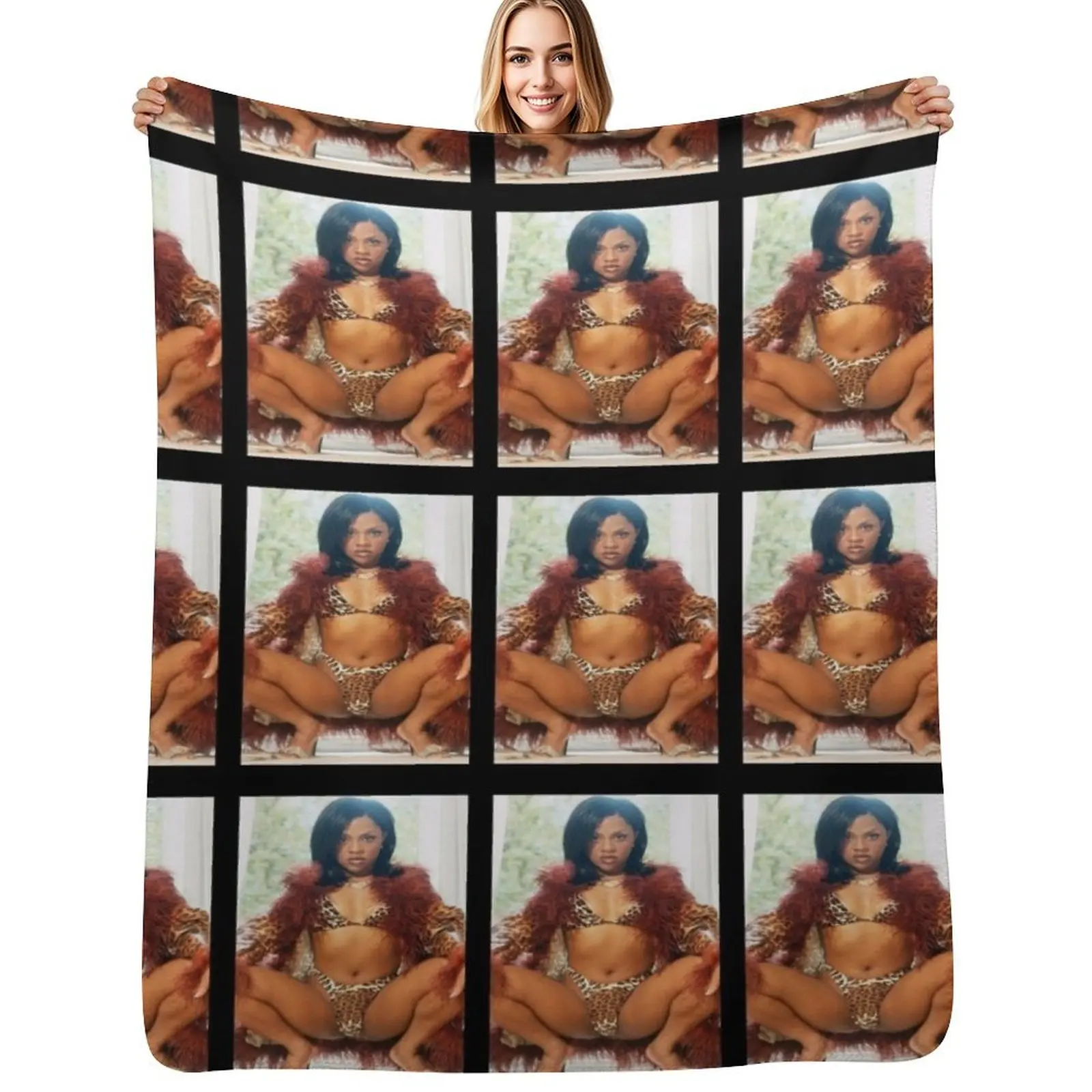 

Promo poster for Queen Lil Kim&x27;s first album Hard Core Throw Blanket Flannel funny gift Hair Blankets