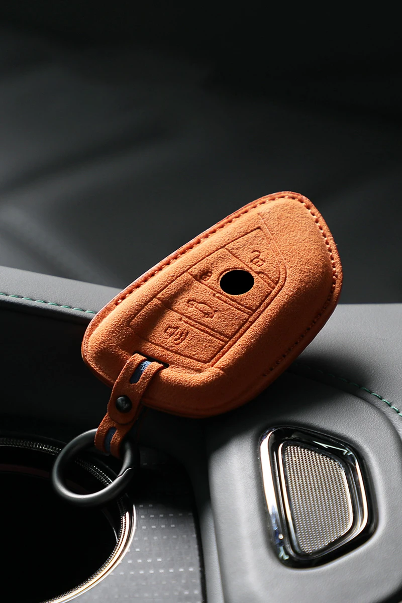 

Alcantara Car Key Case Cover For BMW X1 X3 X5 X6 1 2 3 5 7 Series F15 F16 F20 F22 F30 F32 G30 Keychain Accessories