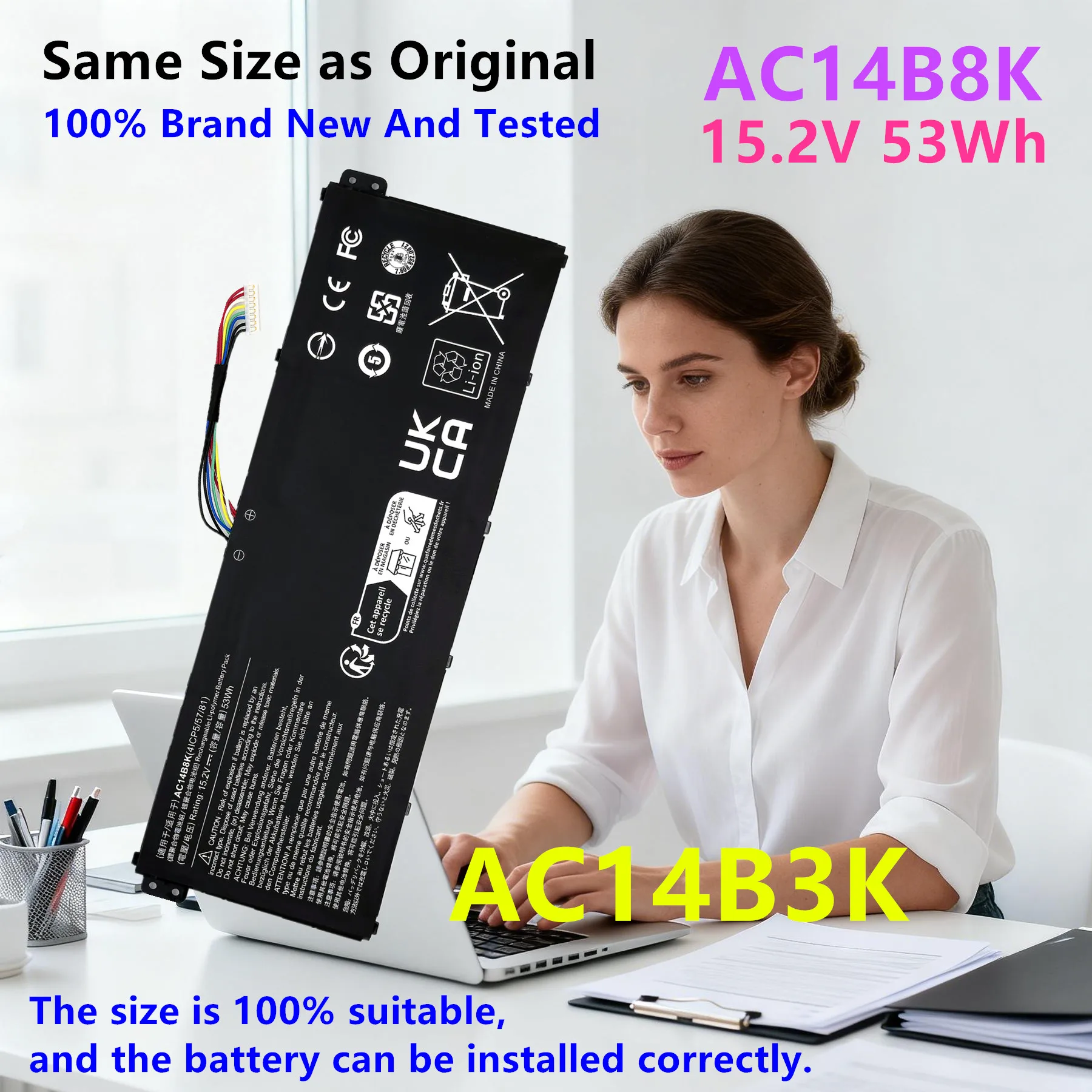 AC14B8K Laptop battery for ACER Aspire V3-111 V3-111P E5-771 R5-471T R7-372T E5-771G R3-131T V5-122 V5-122P AC14B3K