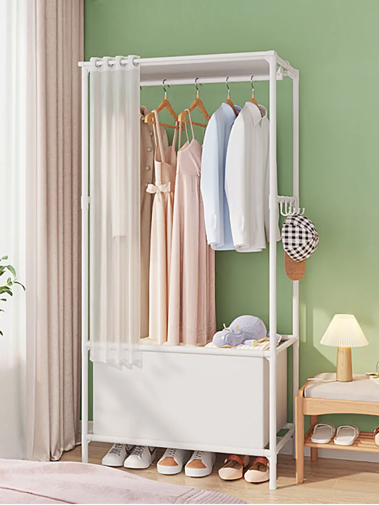 

Simple Floor-Mounted Clothes Drng Ra Bedroom Dormi Clothes Hanger Rod Garment Storage Cabinet Dustproof Coat Ra