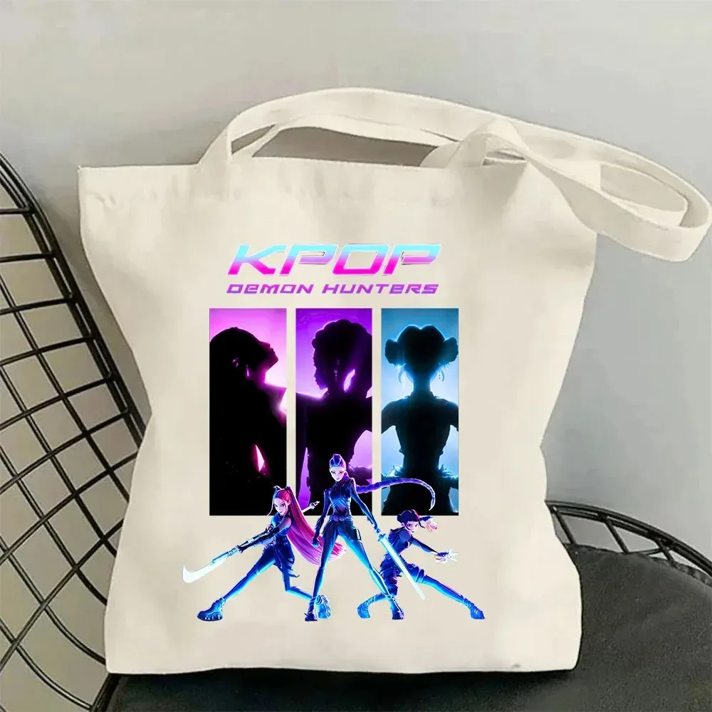 

KPop Demon Hunters Merch Tote New Logo Shoulder Bags Unisex Fashion Casual Canvas Bag