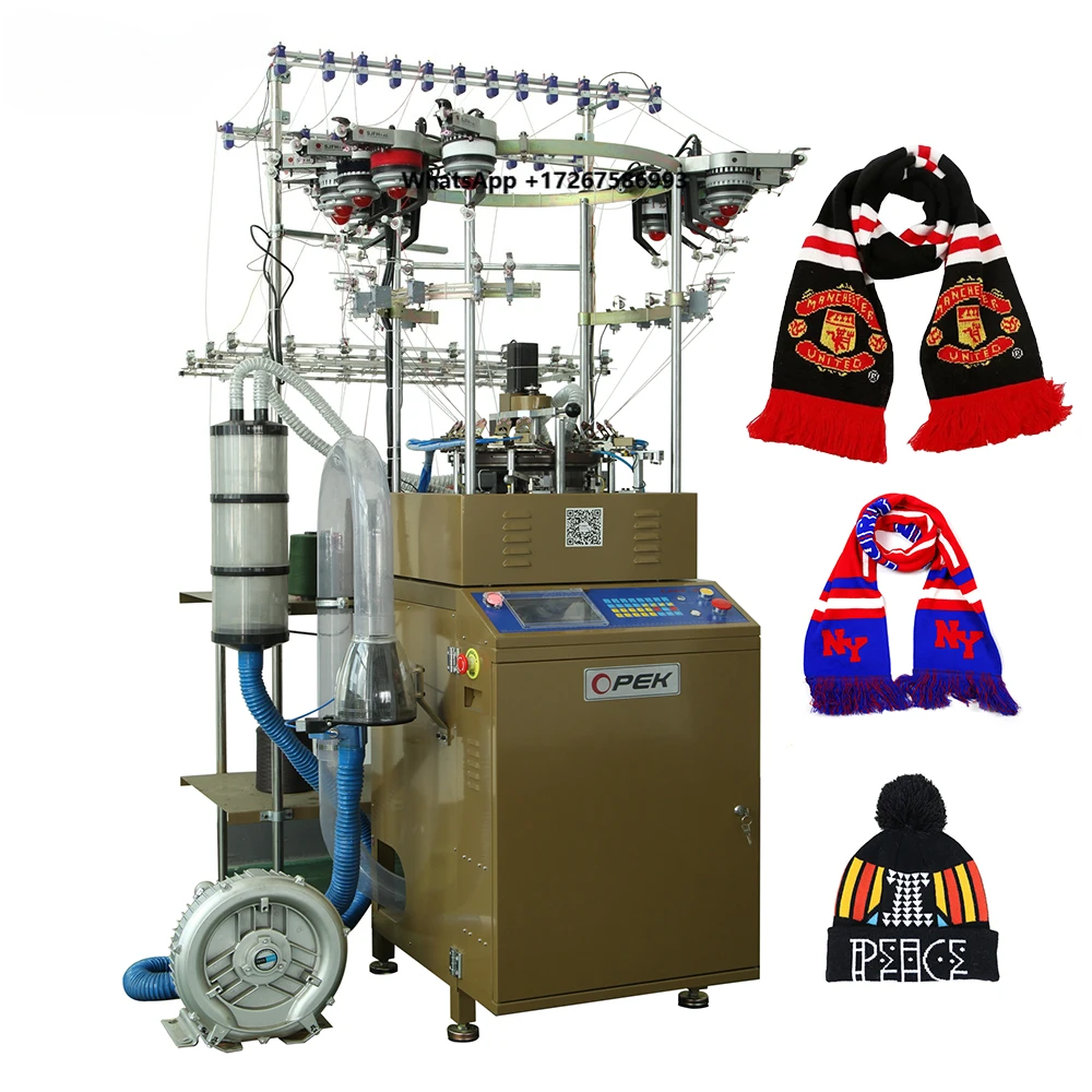 Fully Computerized High-Accuracy Jacquard Circular Scarf & Beanie Hat Sock Knitting Machine with Servo Motor and Touch Screen