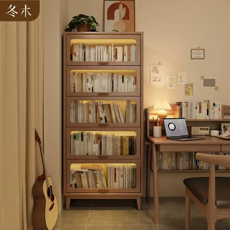 Winter Wood Solid Wood Chinese Bookshelf Office Locker Floor Shelf Household Wall Library Combination Bookshelf
