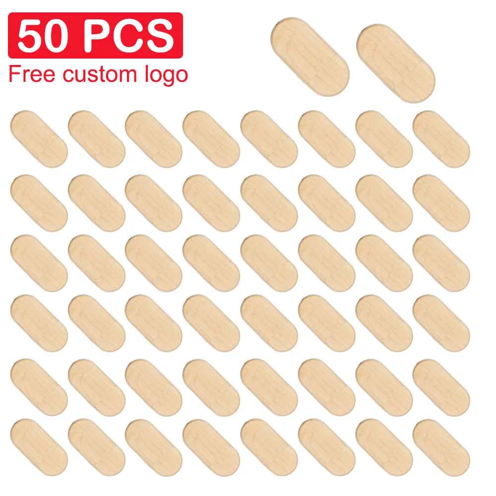 50pcs/Lot High speed USB 2.0 Flash Drive Wooden Pendrive 8GB 16GB 32GB 64GB 128GB Memory Stick Wedding Gift (Free LOGO)