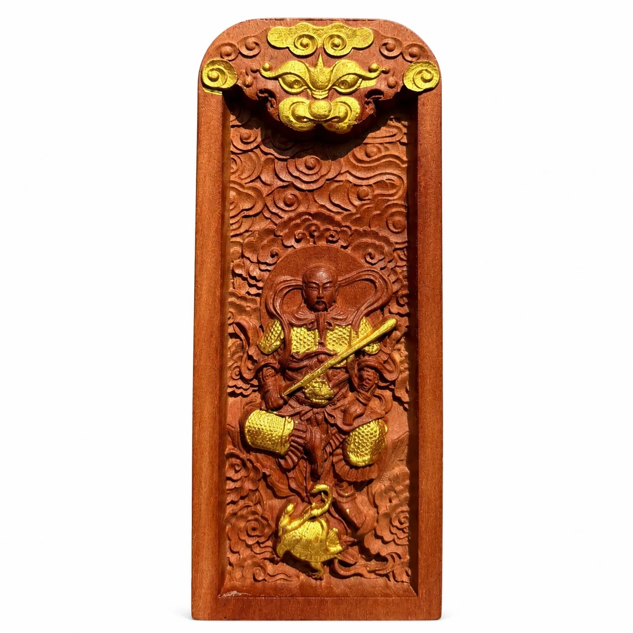 Handcrafted Lightning Struck Jujube Wood Taoist Token Five Thunder Command Statue for Home Feng Shui Zen Tabletop Decor