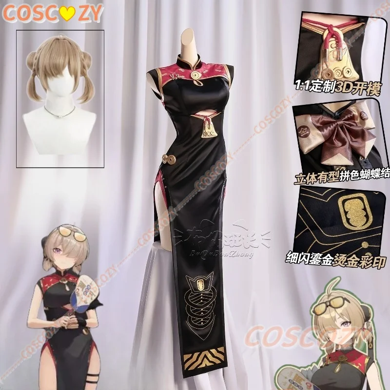 

Zenless Zone Zero Sweety Косплей Костюм Парик Cheongsam Платье Очки Головные Уборы Реквизит Для Вентилятора Наряд Для Женщин Девочек Yum Cha Sin Вечеринка