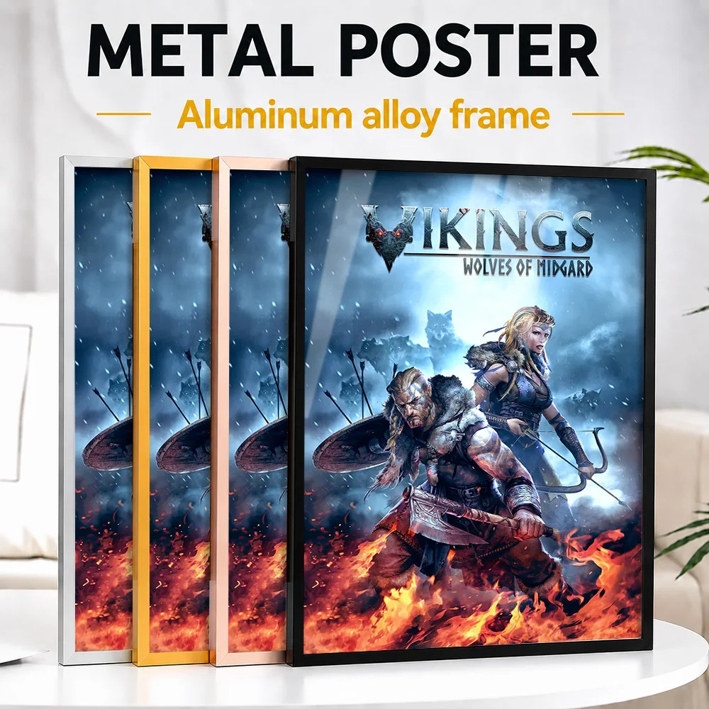 Vikings Wolves Of Midgard Game Framed Aluminum Metal Poster Customized Hero Tribute Wall Art Created For Players To Style Studio