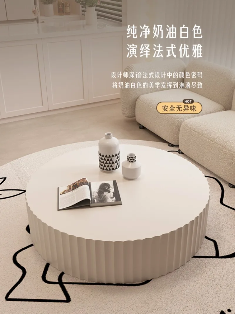 طاولة القهوة الفرنسية كريم الرياح طاولة القهوة الرجعية غرفة المعيشة المستديرة طاولة صغيرة بسيطة شقة صغيرة المنزلية #2