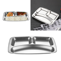 Stainless Steel Dining Plate Compartment Plate Children Fruit Snack Tray Bowl Kitchen Tableware
