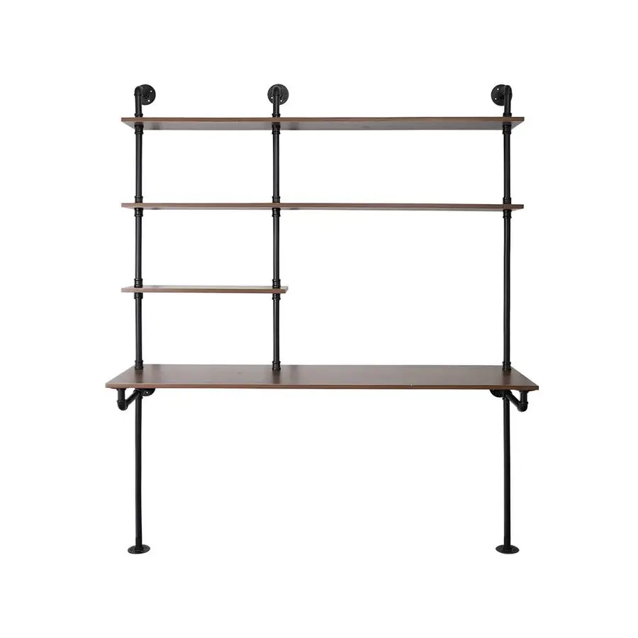 

Трубчатый компьютерный стол с полками, настенные столы для ноутбуков для небольших помещений, книжная полка 59 дюймов, узкий письменный стол с плавающим S